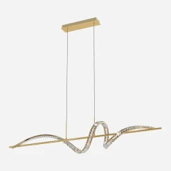 Lampa wisząca LED wstęga złota ATHESA z pilotem