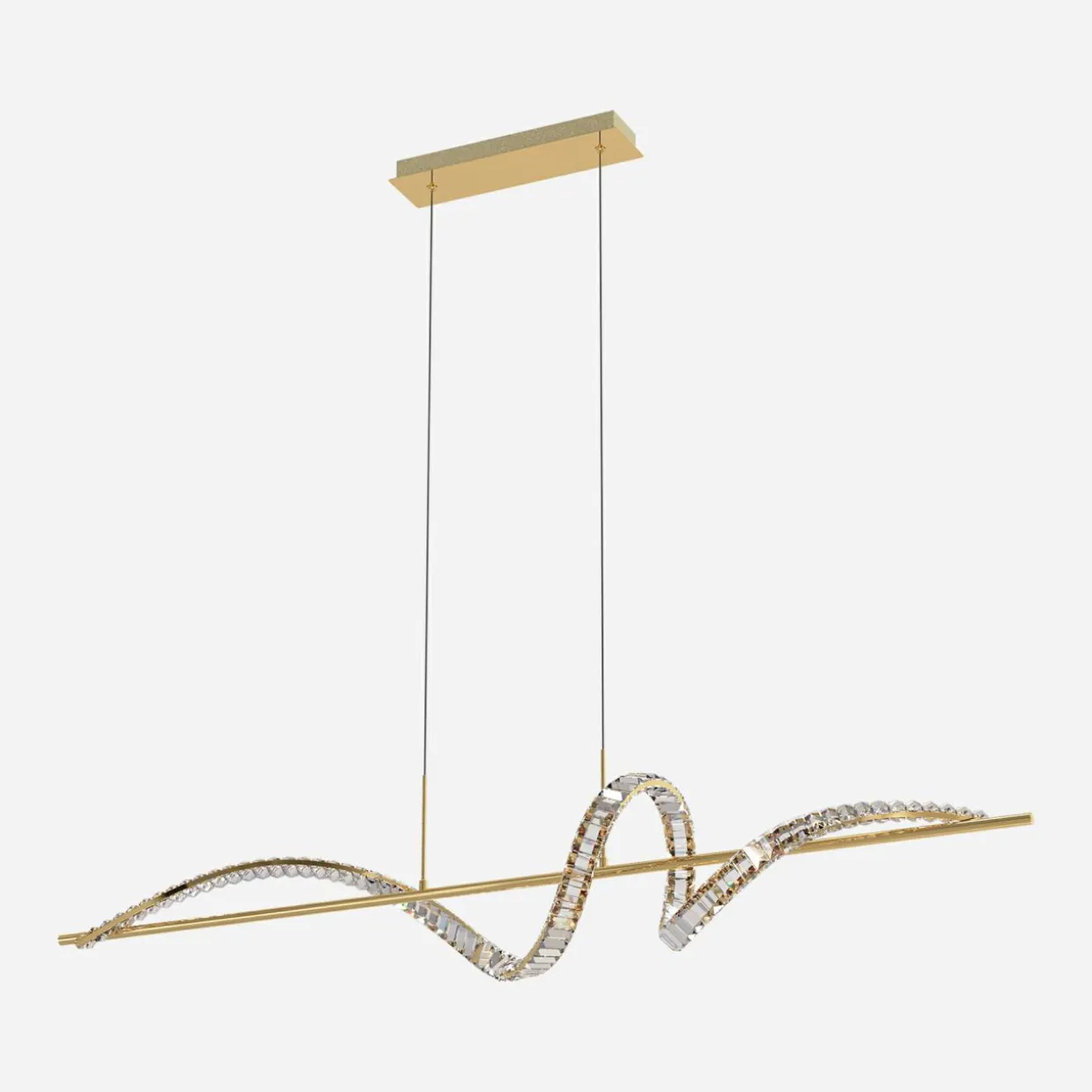 Lampa wisząca LED wstęga złota ATHESA z pilotem