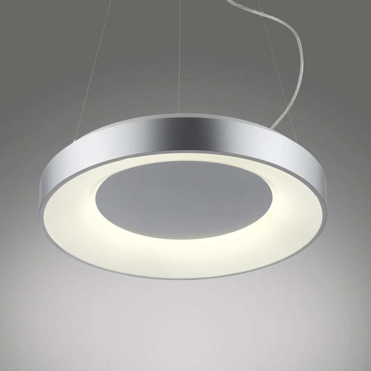 Lampa wisząca LED z pilotem srebrna KETO ANIKA