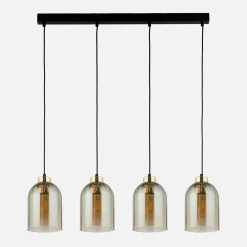 Lampa wisząca listwa 4 klosze amber SATIPO 4