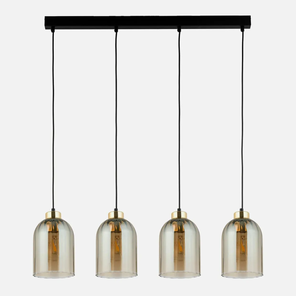 Lampa wisząca listwa 4 klosze amber SATIPO 4
