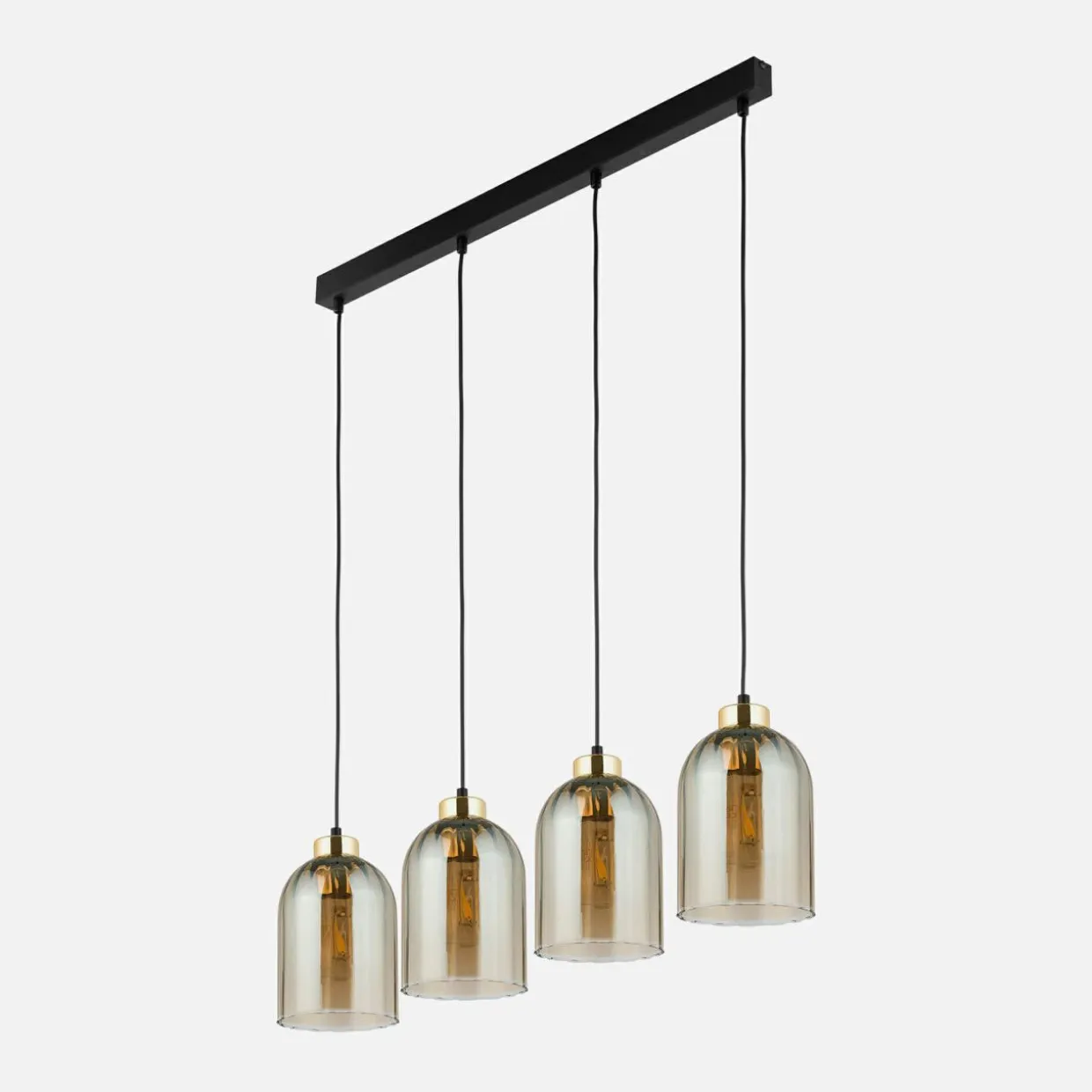 Lampa wisząca listwa 4 klosze amber SATIPO 4