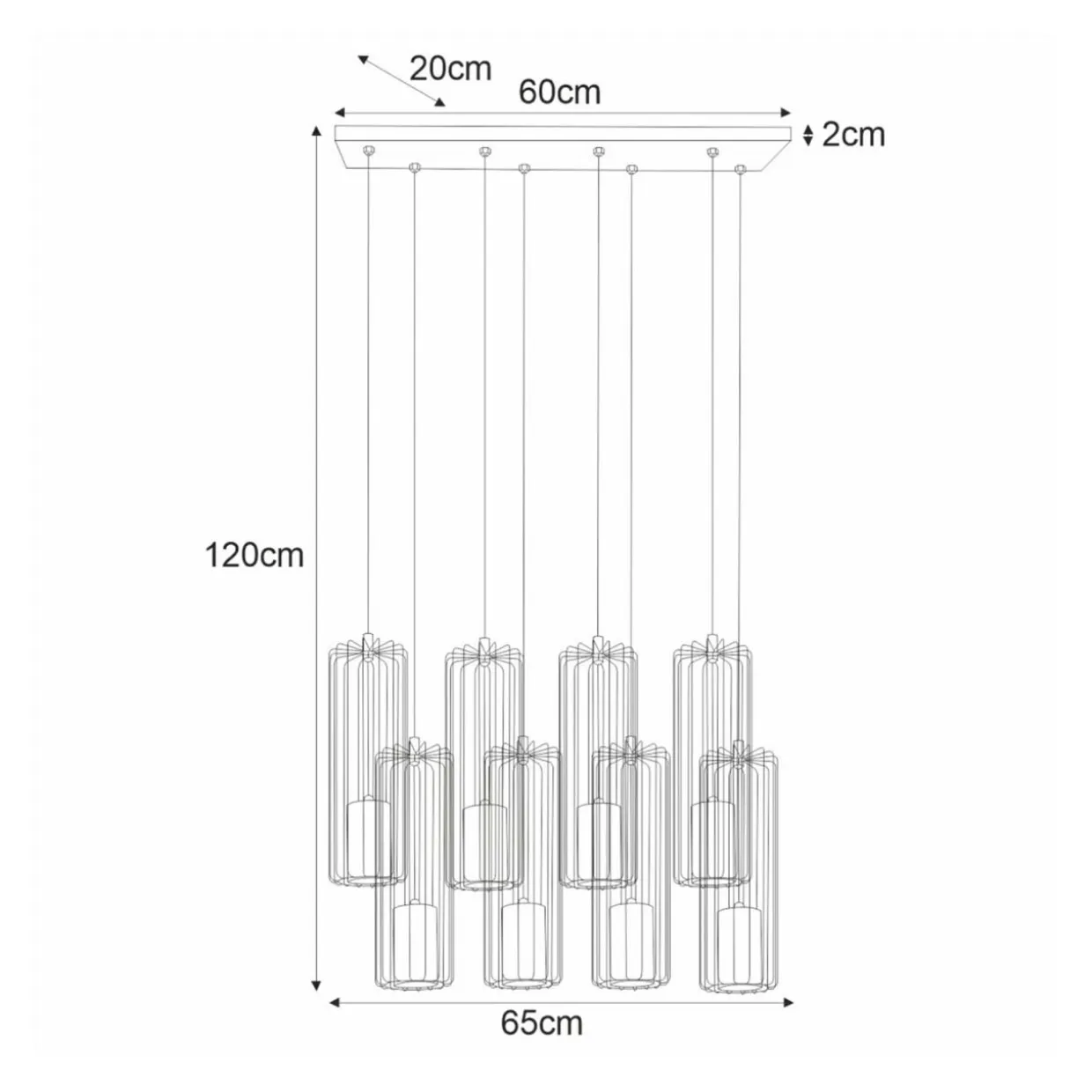 Lampa wisząca listwa czarna FALCON 8