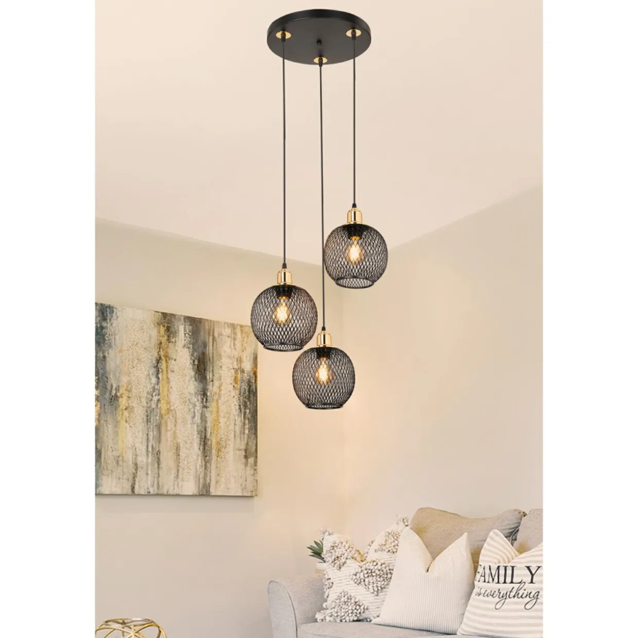 Lampa wisząca loft czarna BELIN 3