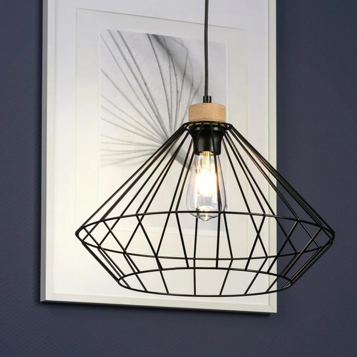 Lampa wisząca loftowa czarna OGLIO I 40 cm