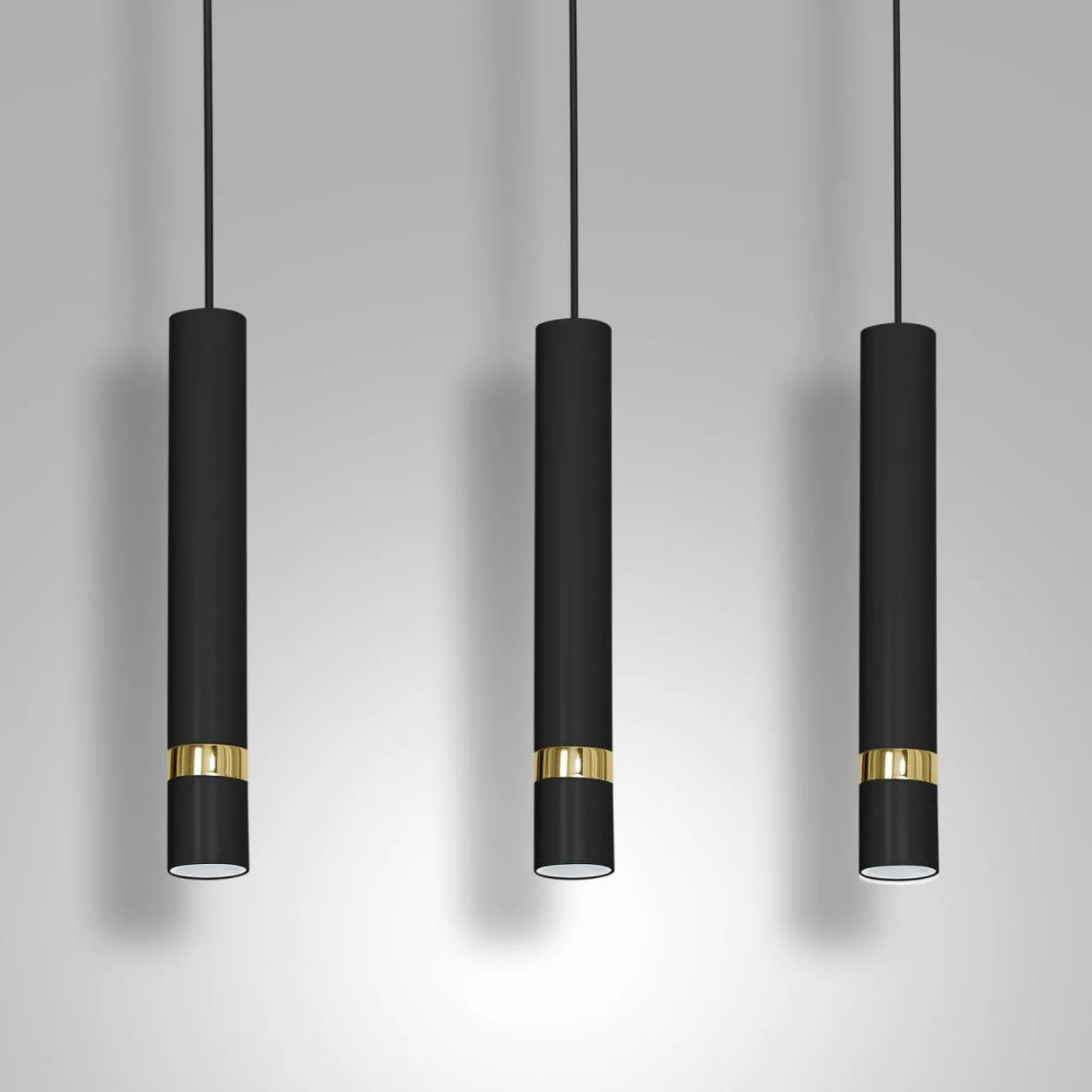 Lampa wisząca loftowa tuba czarno-złota RENO III
