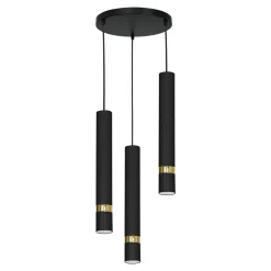 Lampa wisząca loftowa tuba czarno-złota RENO III