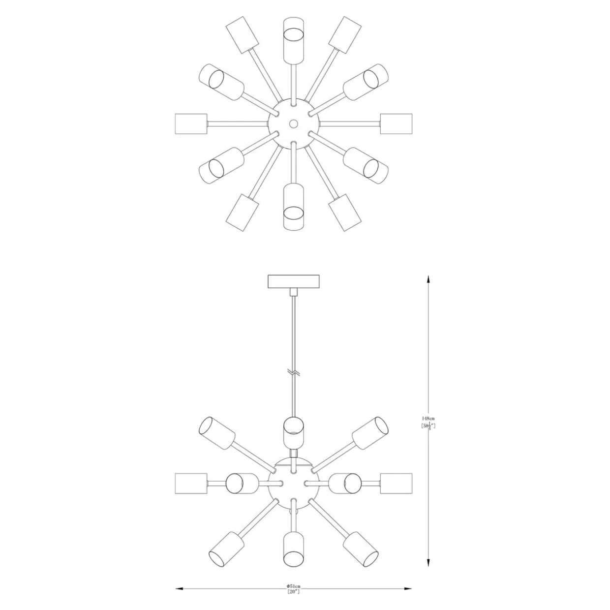Lampa wisząca loftowa złota MANDI 51 cm