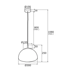 Lampa wisząca mosiądz TRINI fi 30 cm