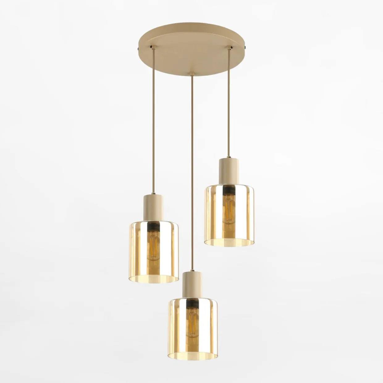 Lampa wisząca okrągła podstawa jasnobrązowa SIERRA SABIA III