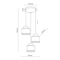 Lampa wisząca okrągła podstawa 3 abażury DUO JUTA