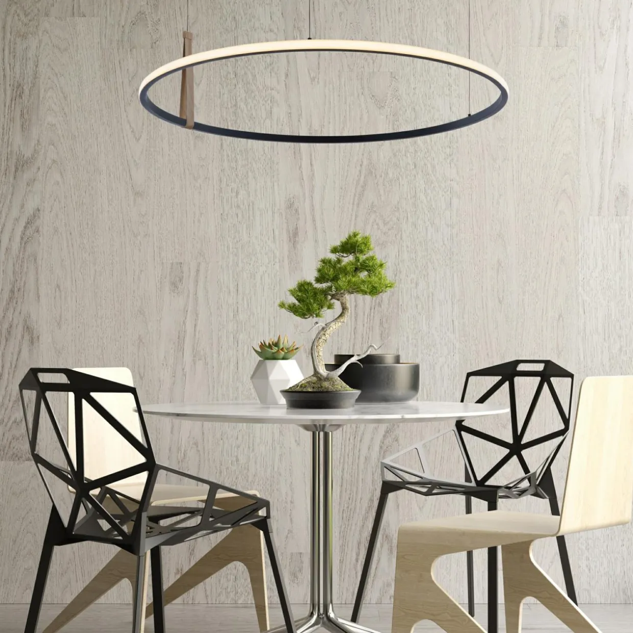 Lampa wisząca pierścieniowa czarna LED CLAUD