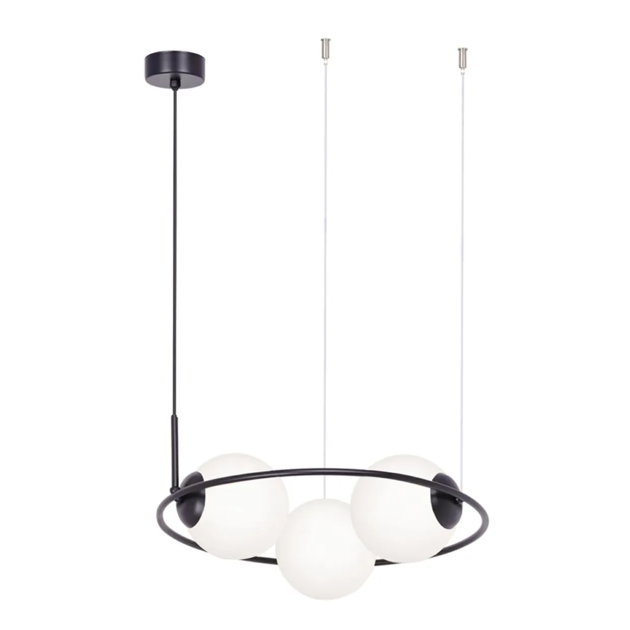 Lampa wisząca pierścieniowa 3 klosze kule czarna PARVA