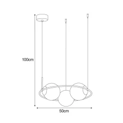 Lampa wisząca pierścieniowa 3 klosze kule czarna PARVA