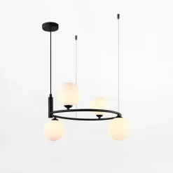 Lampa wisząca pierścieniowa 4 kule czarna AMILY