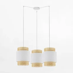 Lampa wisząca rattanowa biała BOHO