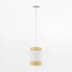Lampa wisząca rattanowa biała BOHO 20 cm