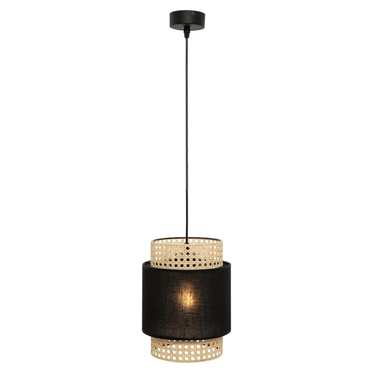 Lampa wisząca rattanowa czarna BOHO 20 cm