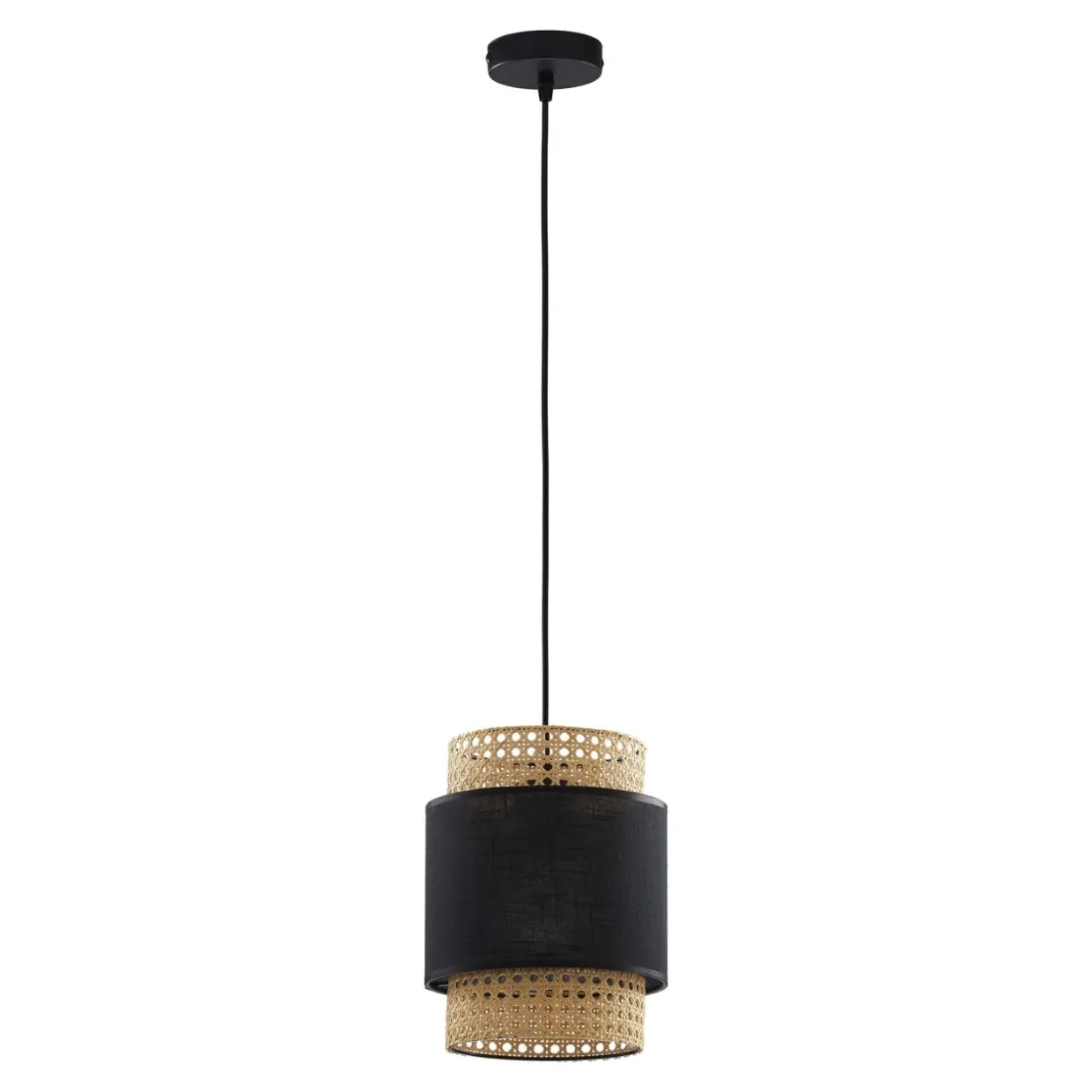 Lampa wisząca rattanowa czarna BOHO 20 cm