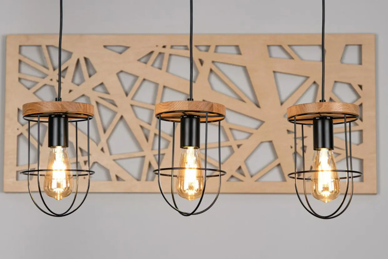 Lampa wisząca rustykalna drewno dębowe RENO III