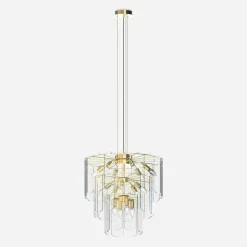 Lampa wisząca transparentne szkło złota NIRA φ56 cm
