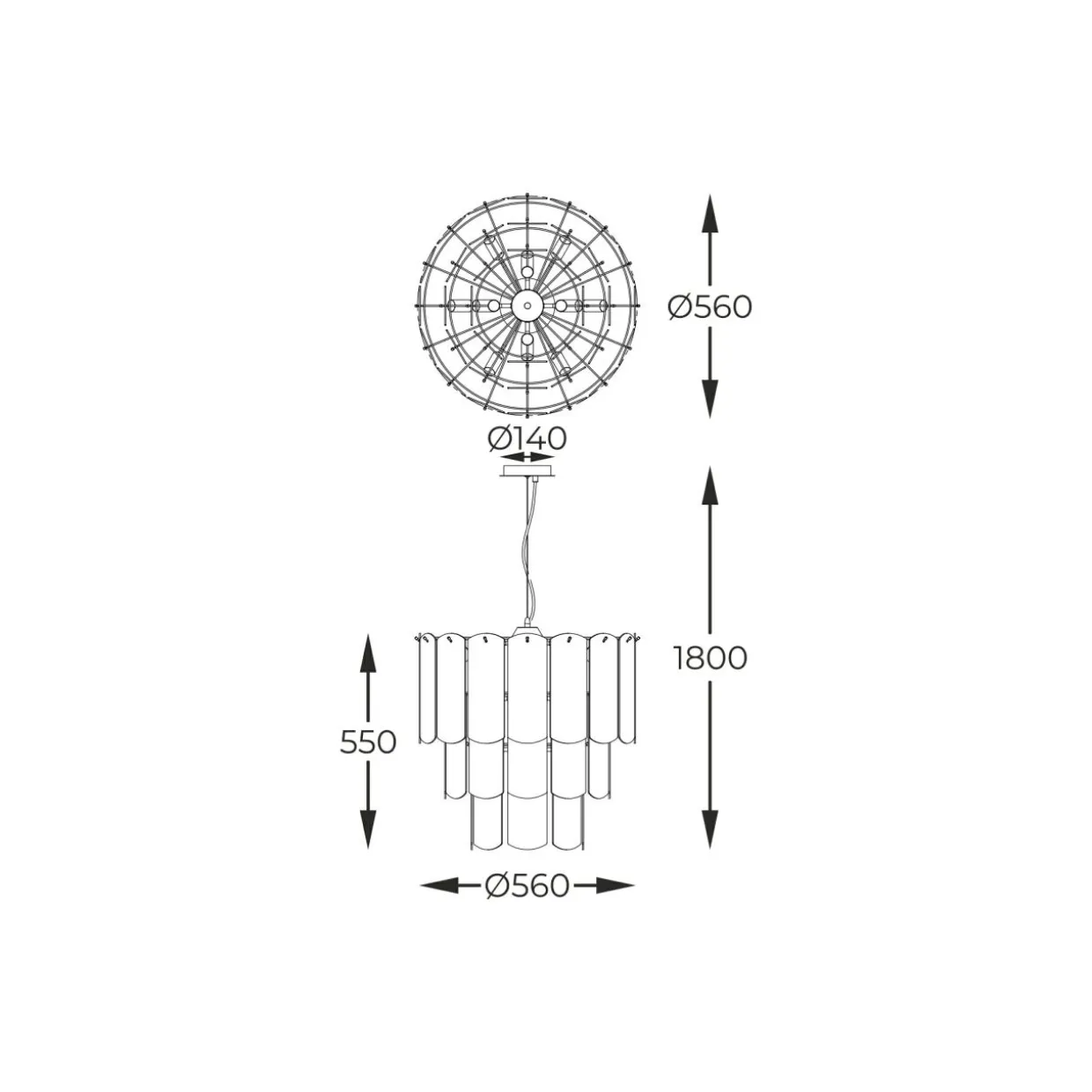 Lampa wisząca transparentne szkło złota NIRA φ56 cm