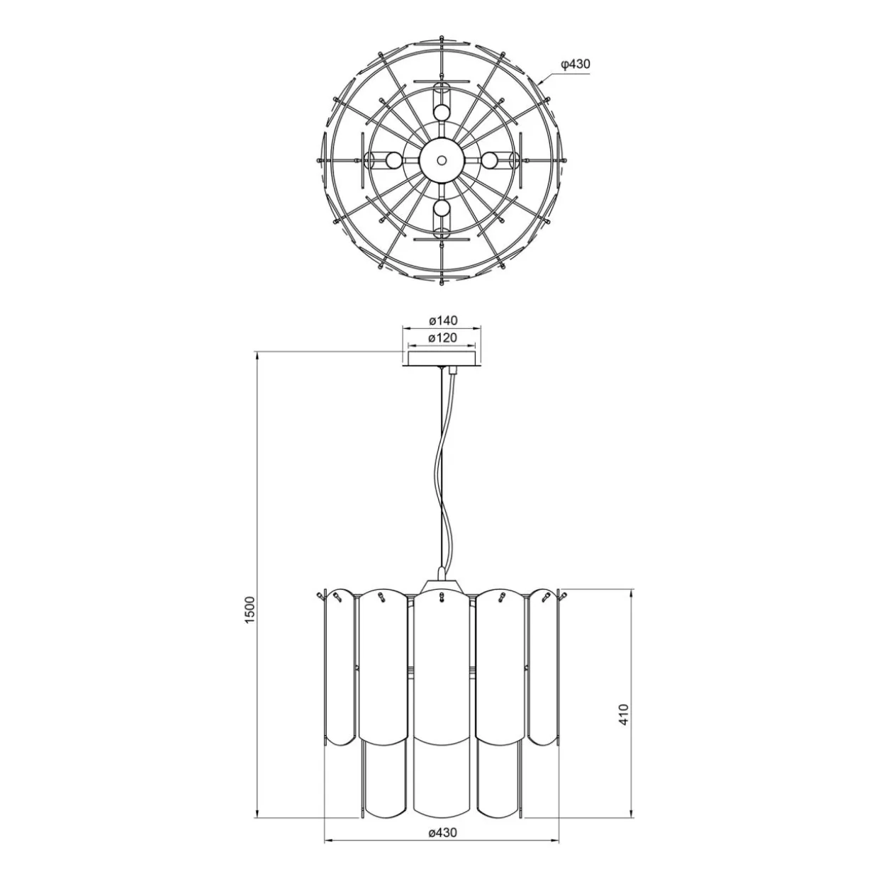Lampa wisząca transparentne szkło złota NIRA φ43 cm
