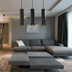 Lampa wisząca tuba czarno-złota LATI III