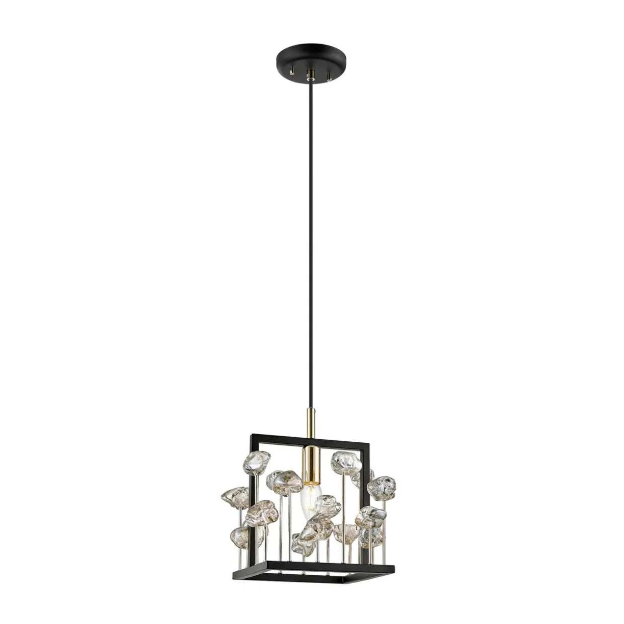 Lampa wisząca z kryształkami czarno-złota CAROLINE