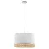 Lampa wisząca z rattanem biała PAGLIA 38,5 cm