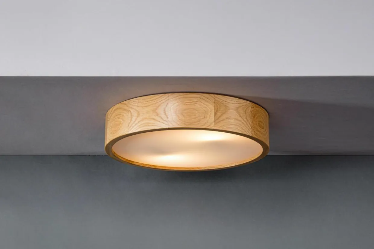 Lampa z oprawą w kolorze dębu - średnica 37 cm