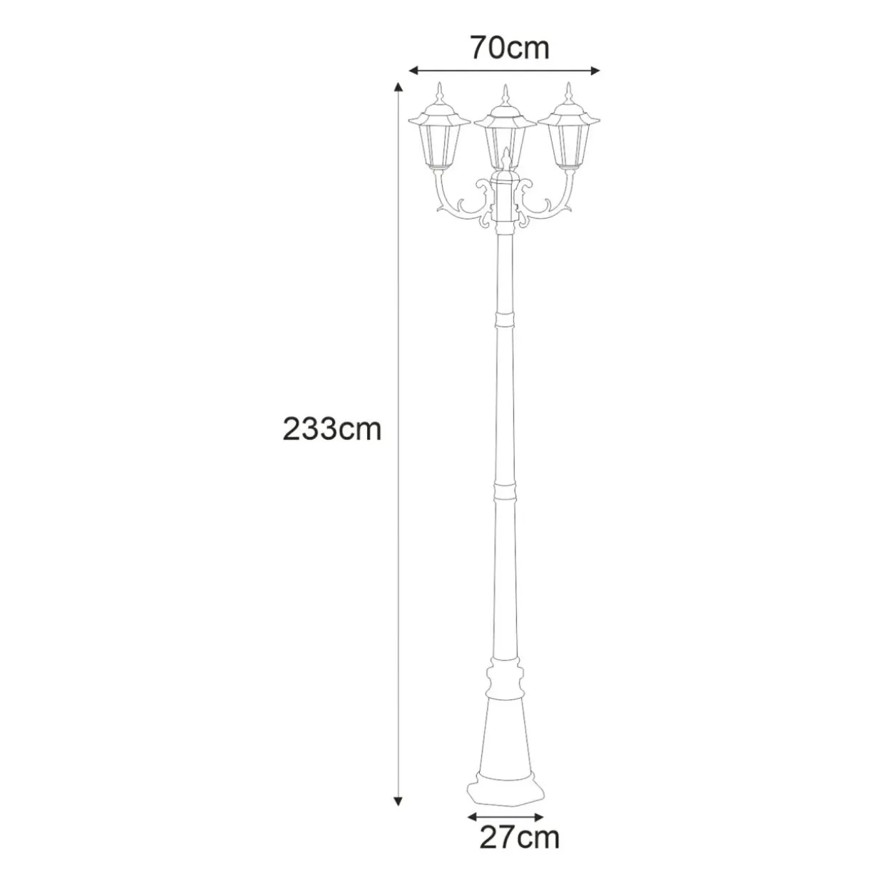 Lampa zewnętrzna outdoor 3-ramienna czarna STANDARD