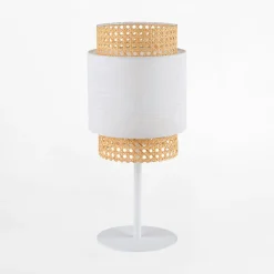 Lampka nocna rattanowa biała BOHO
