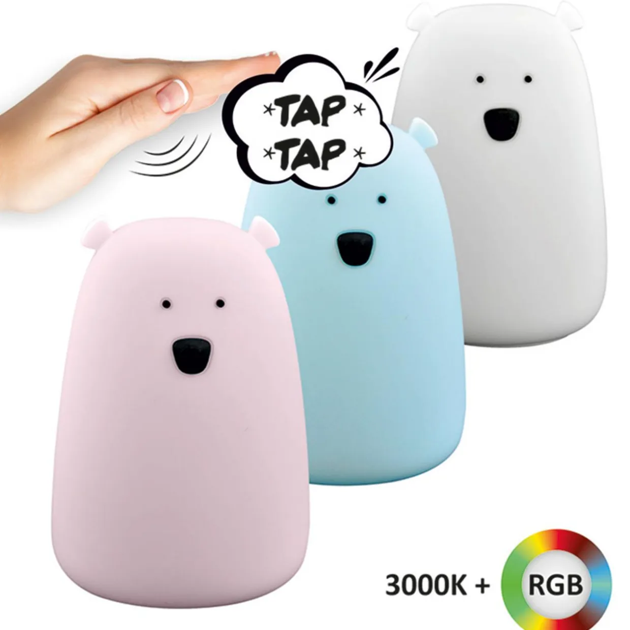 Lampka nocna silikonowa różowa LED RGB MIŚ