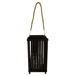 Latarenka drewniana czarna 21 cm