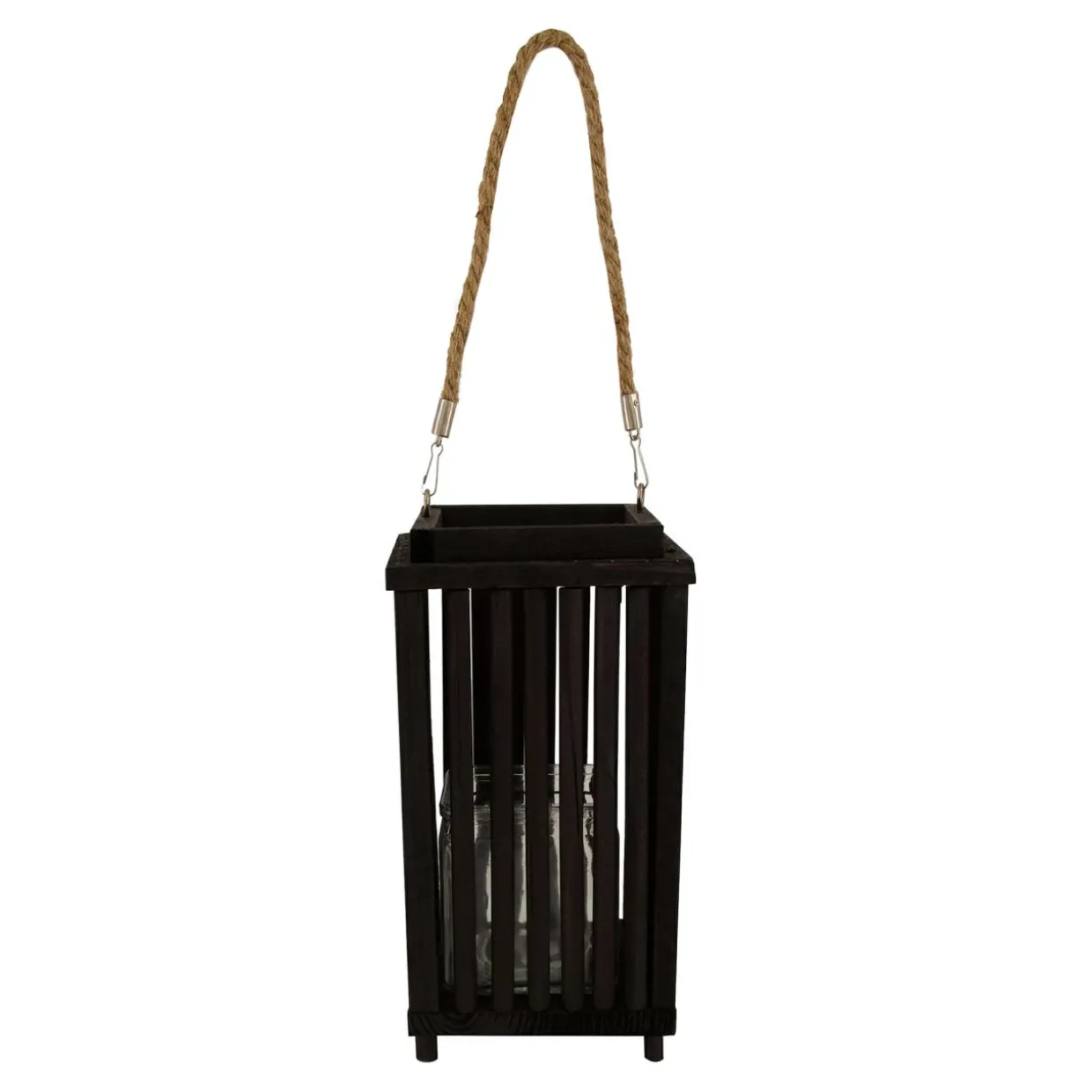 Latarenka drewniana czarna 21 cm