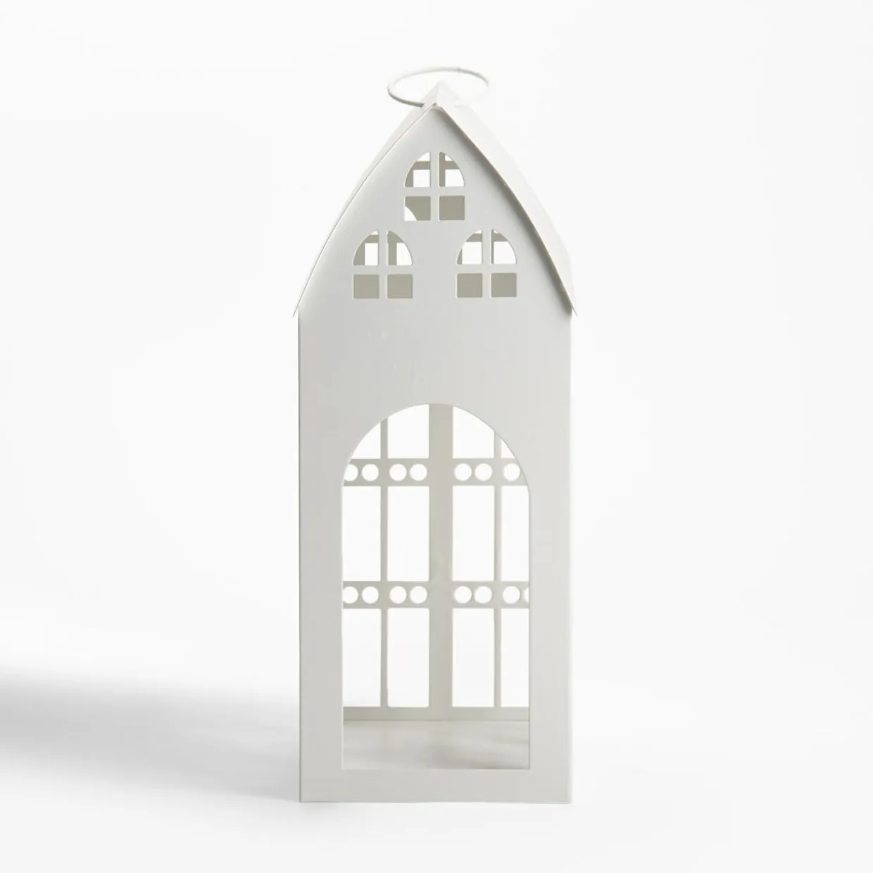 Latarenka metalowa biała DOMEK 32 cm