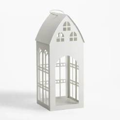 Latarenka metalowa biała DOMEK 32 cm