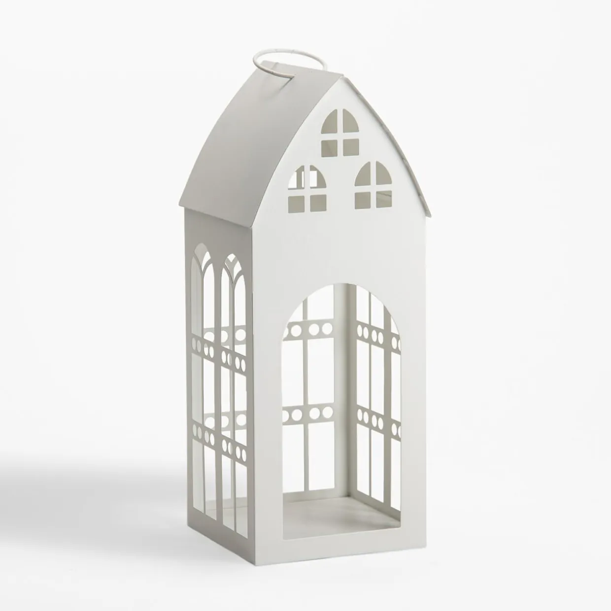 Latarenka metalowa biała DOMEK 32 cm