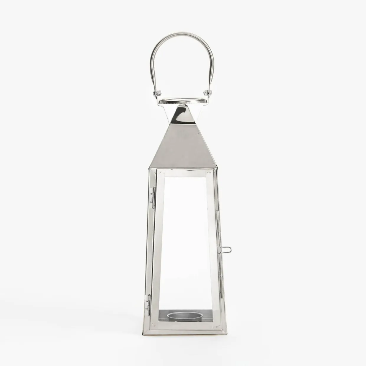 Latarenka z uchwytem na tealight srebrna 30 cm