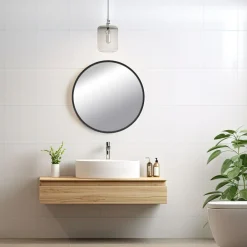 Lustro łazienkowe okrągłe czarne TORRE 60 cm