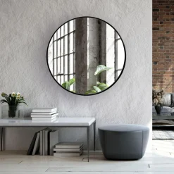 Lustro łazienkowe okrągłe czarne TORRE 80 cm