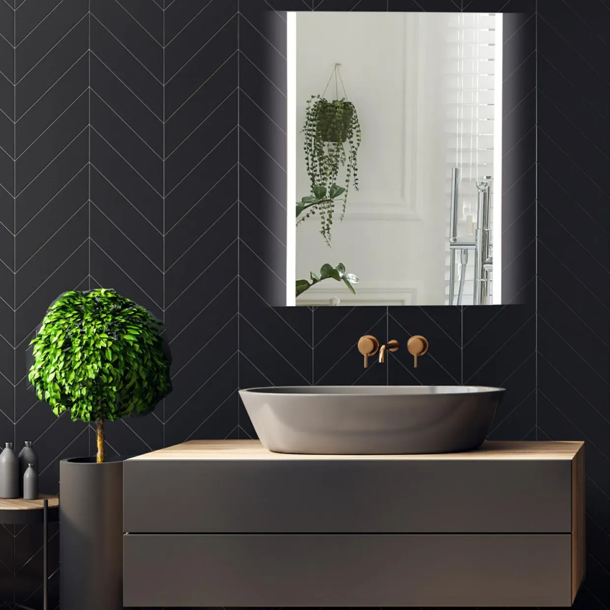 Lustro łazienkowe z oświetleniem LED TWIN 50x70 cm