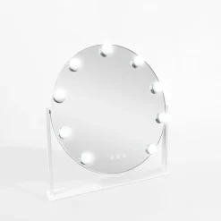 Lustro okrągłe z lampkami LED białe 44 cm