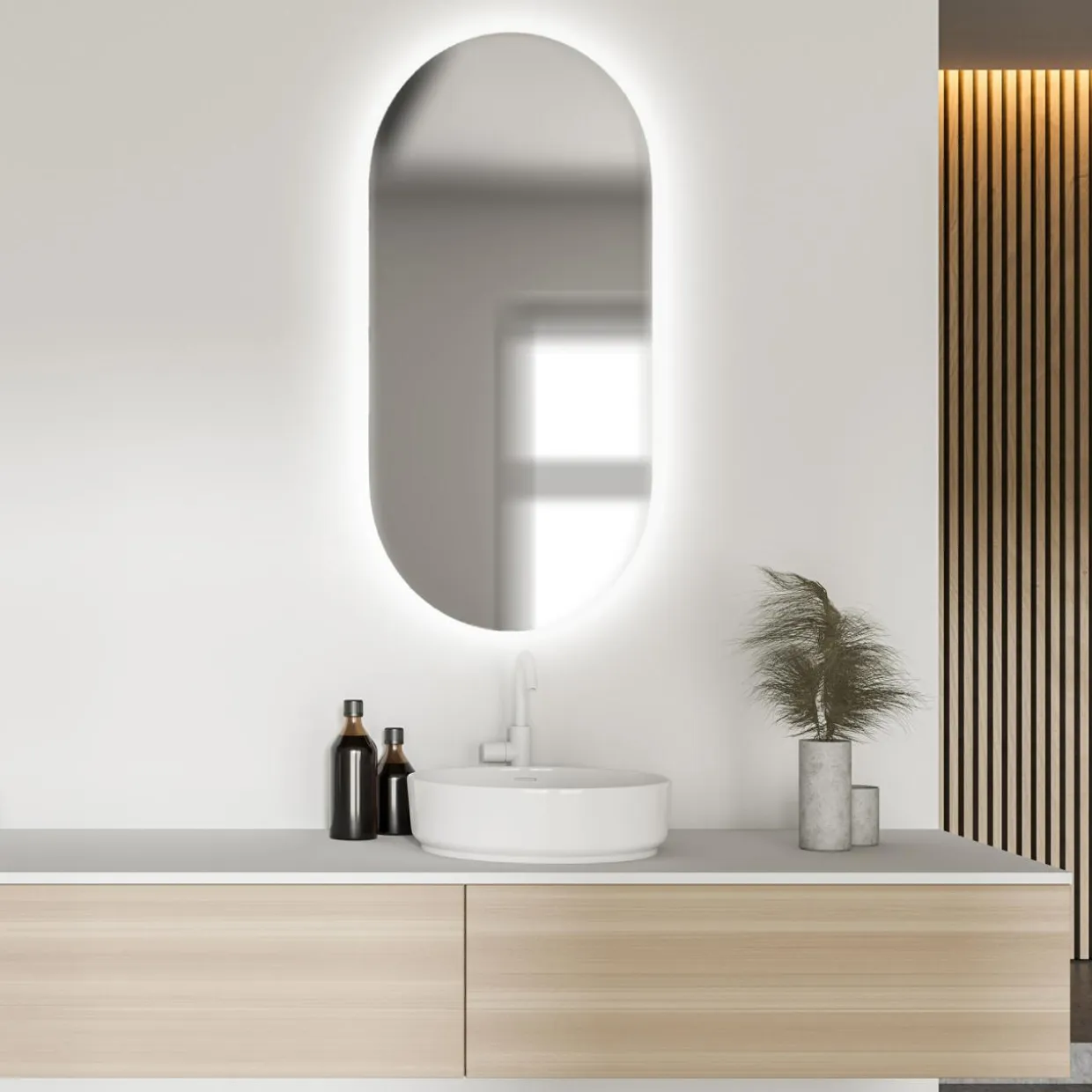 Lustro z oświetleniem LED owalne MILA 100x40 cm