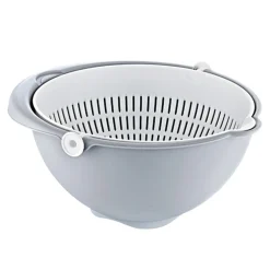 Miska z cedzakiem szara Stella 25 cm
