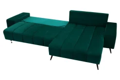 Narożnik butelkowa zieleń VELVET NEW prawy