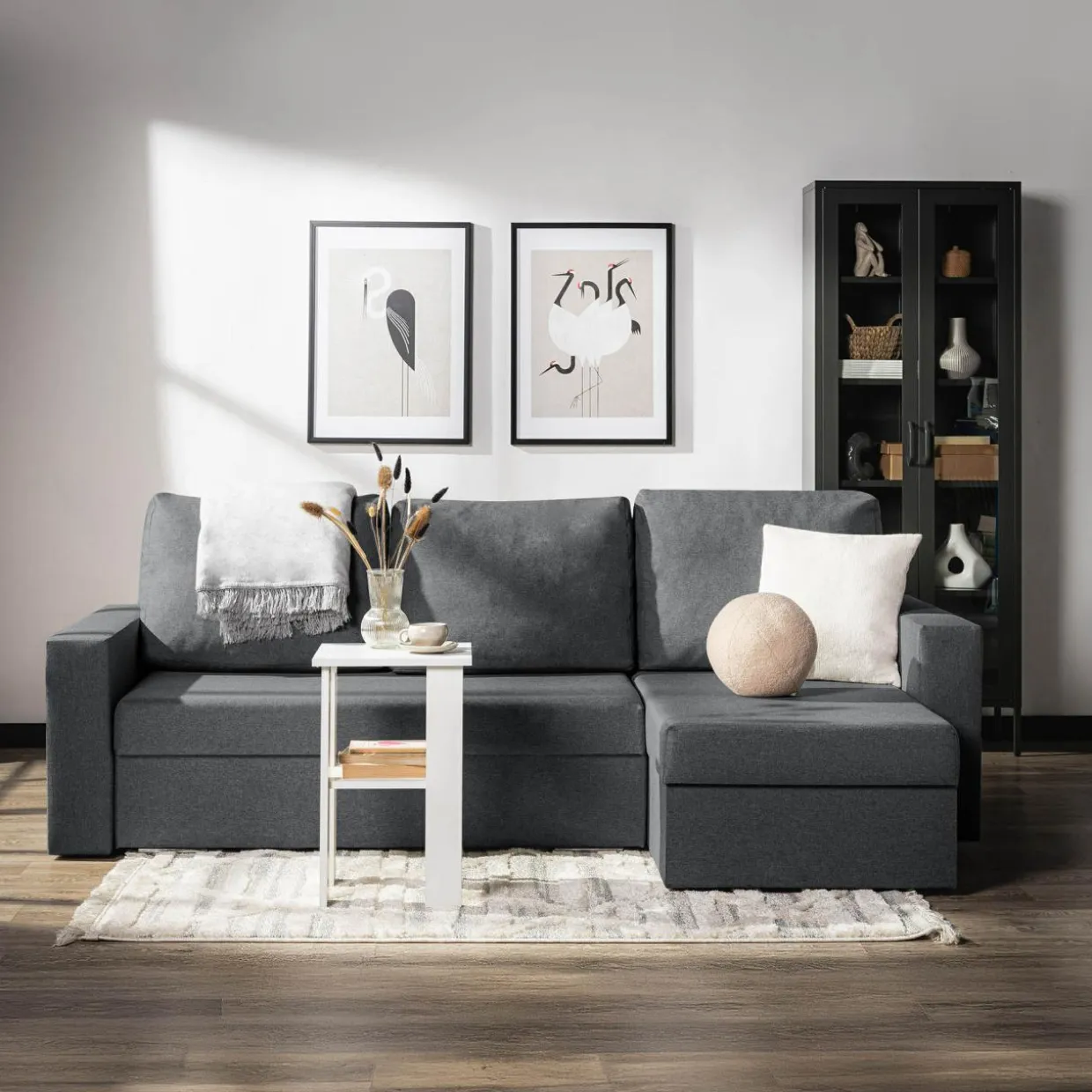 Narożnik ciemnoszary z 2 pojemnikami FLAT