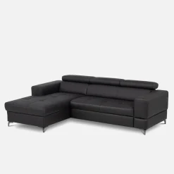 Narożnik rozkładany z regulowanymi zagłówkami czarny TORINO lewy