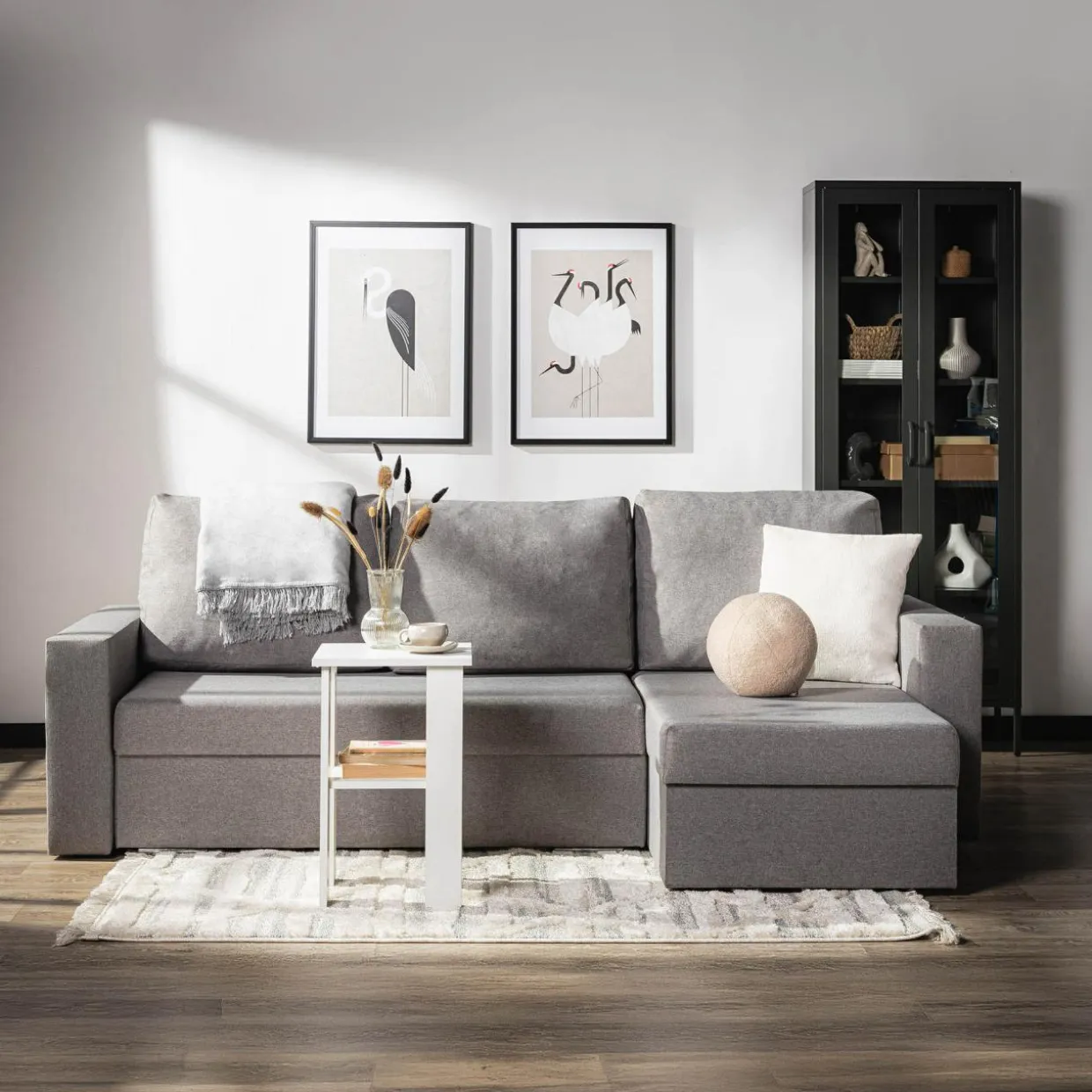 Narożnik szary z 2 pojemnikami FLAT